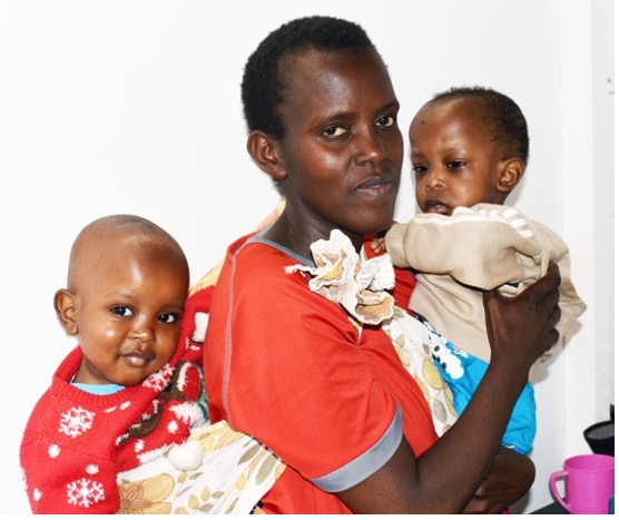 Laurine and her twins at CFK Africa's Tabitha Maternity Home